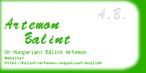 artemon balint business card